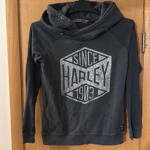Harley Davidson 1903 Motorcycles Double Hooded Sweatshirt Hoodie Gray Small